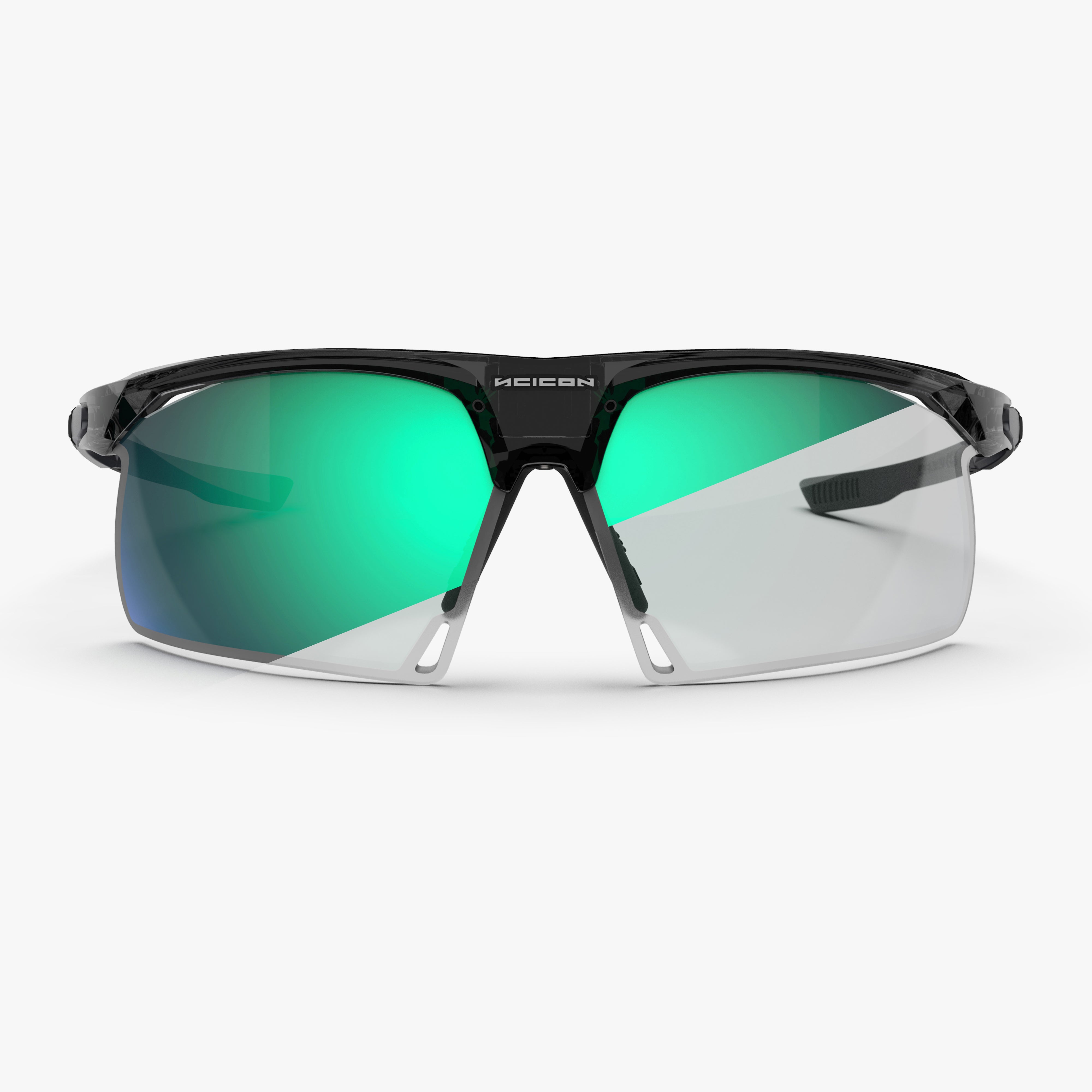 Aerobeam Black Crystal Gloss + Photochromic Clear to Green Blue front
