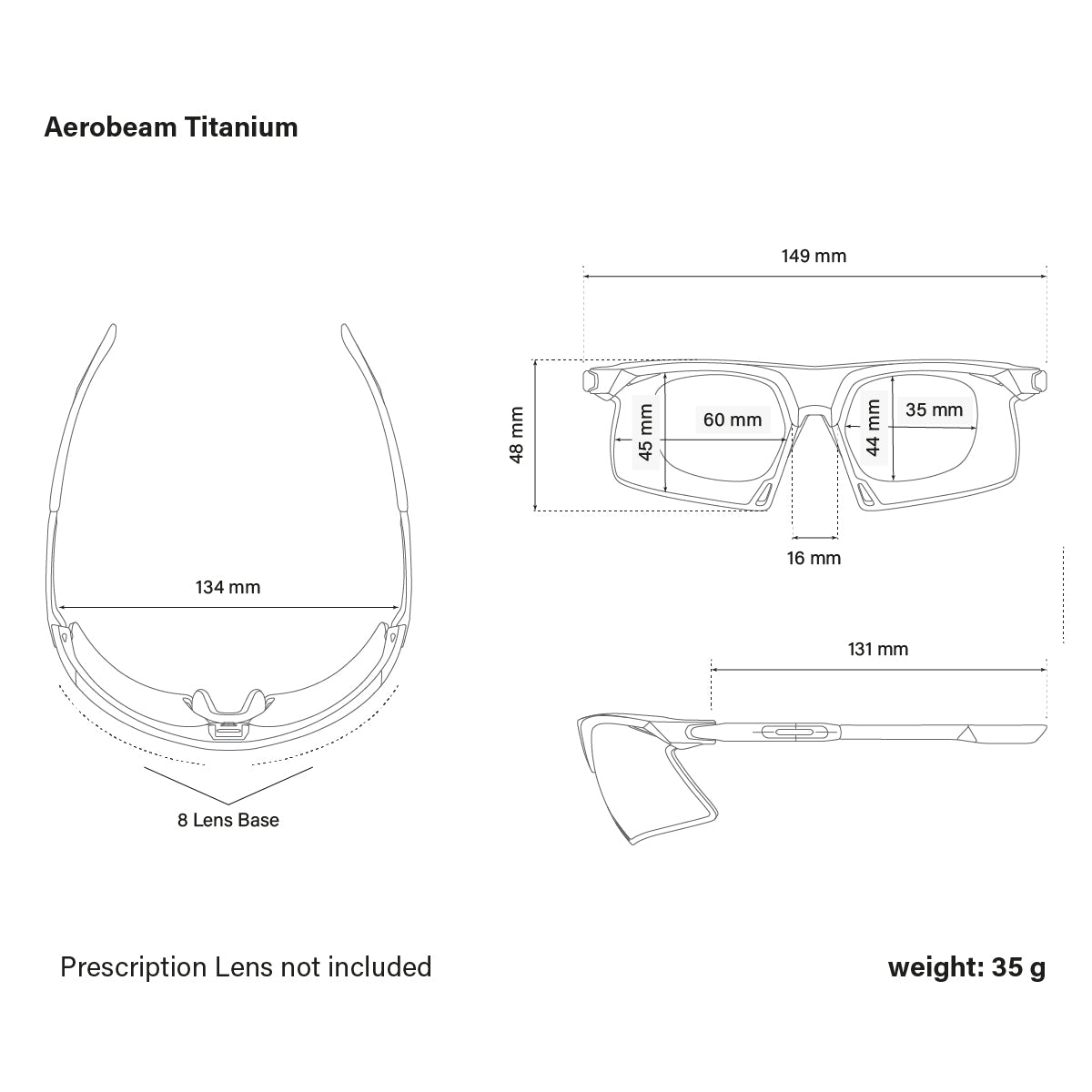 Aerobeam PILS Multimirror Silver dimensions