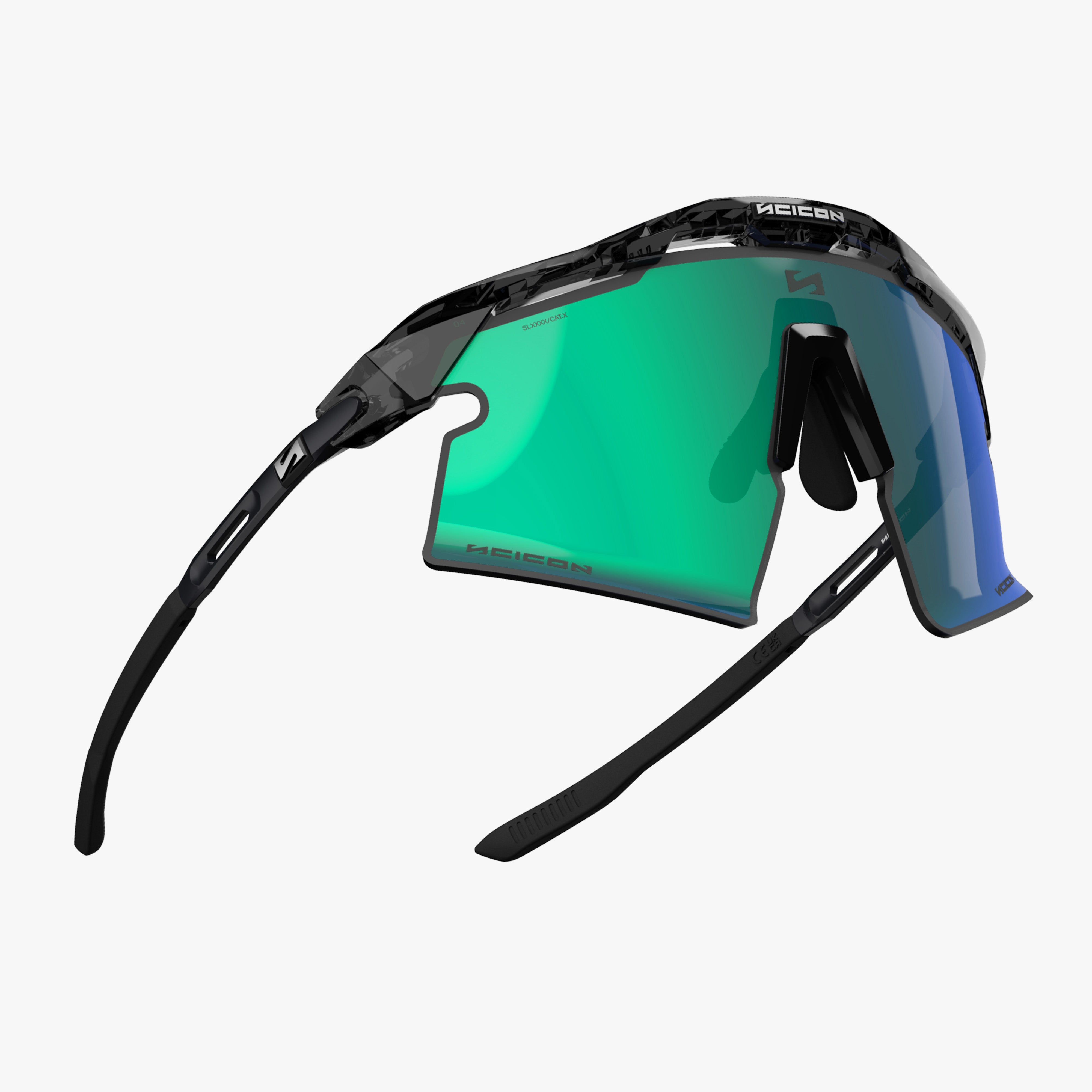 Aeroshade 2.0 Titanium Strake Black Crystal Gloss Multimirror Blue Green fly