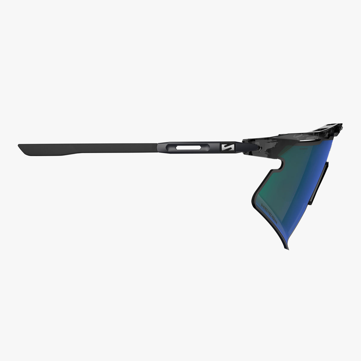 Aeroshade 2.0 Titanium Strake Black Crystal Gloss Multimirror Blue Green side