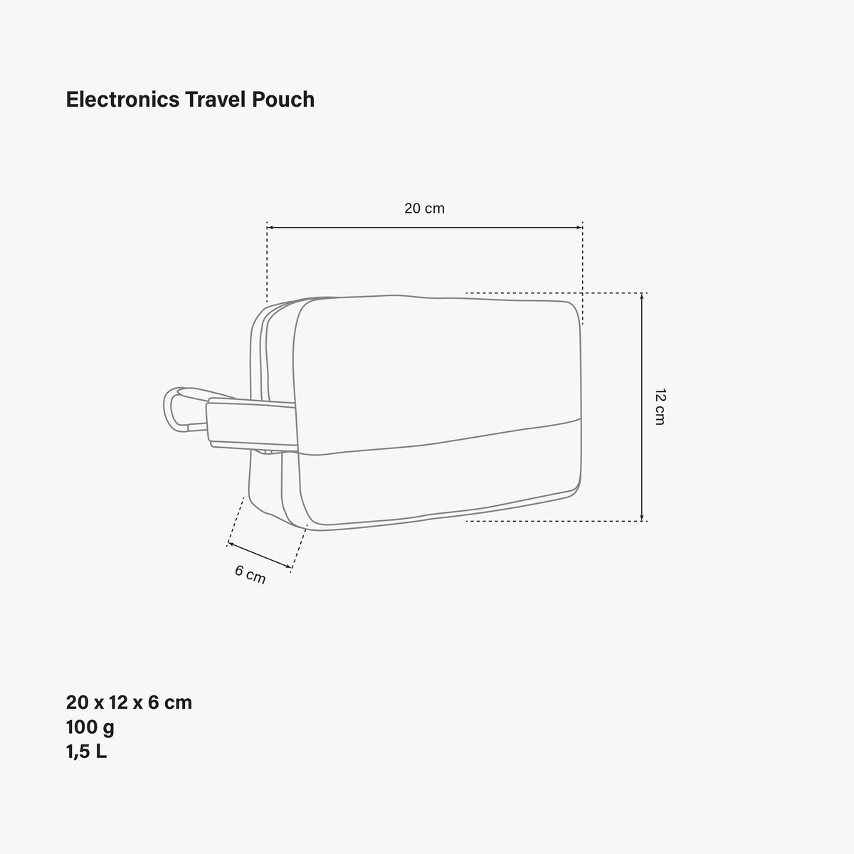 Electronics Travel Pouch Synerskin dimensions