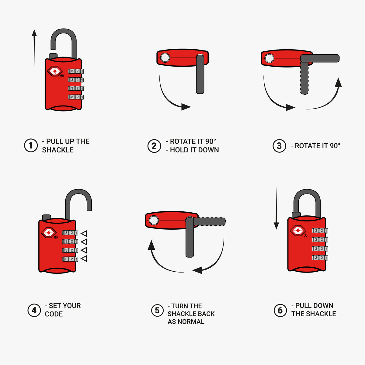 TSA Padlock instructions