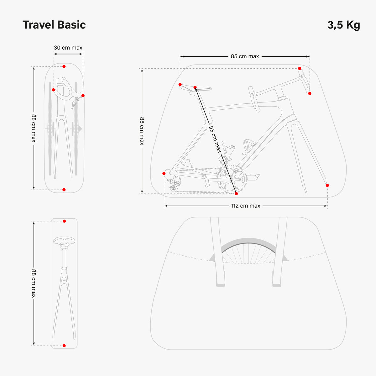 Soft Bike Travel Basic Dimensions