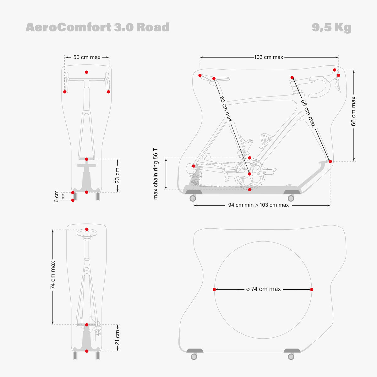 Aerocomfort 3.0 Road Dimensions