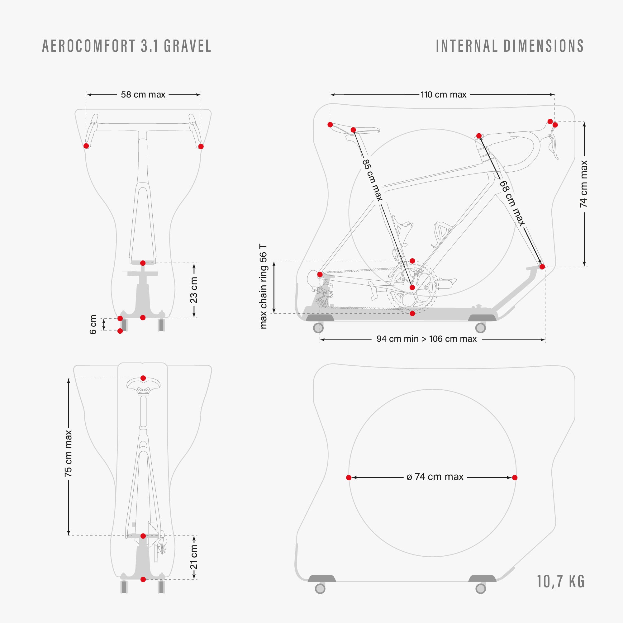Aerocomfort Gravel dimensions