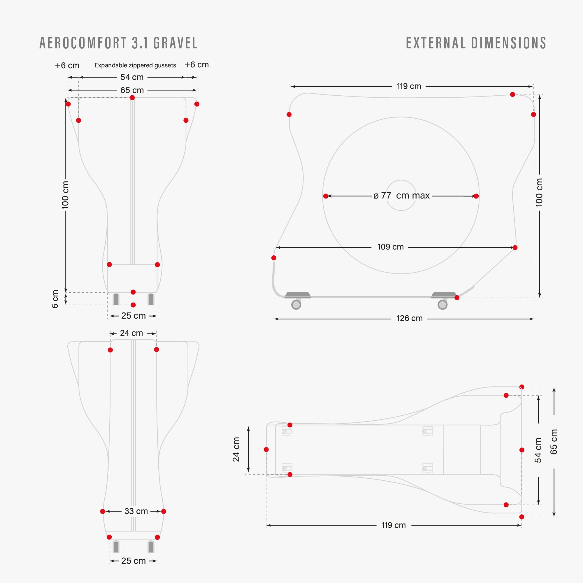 Aerocomfort Gravel dimensions