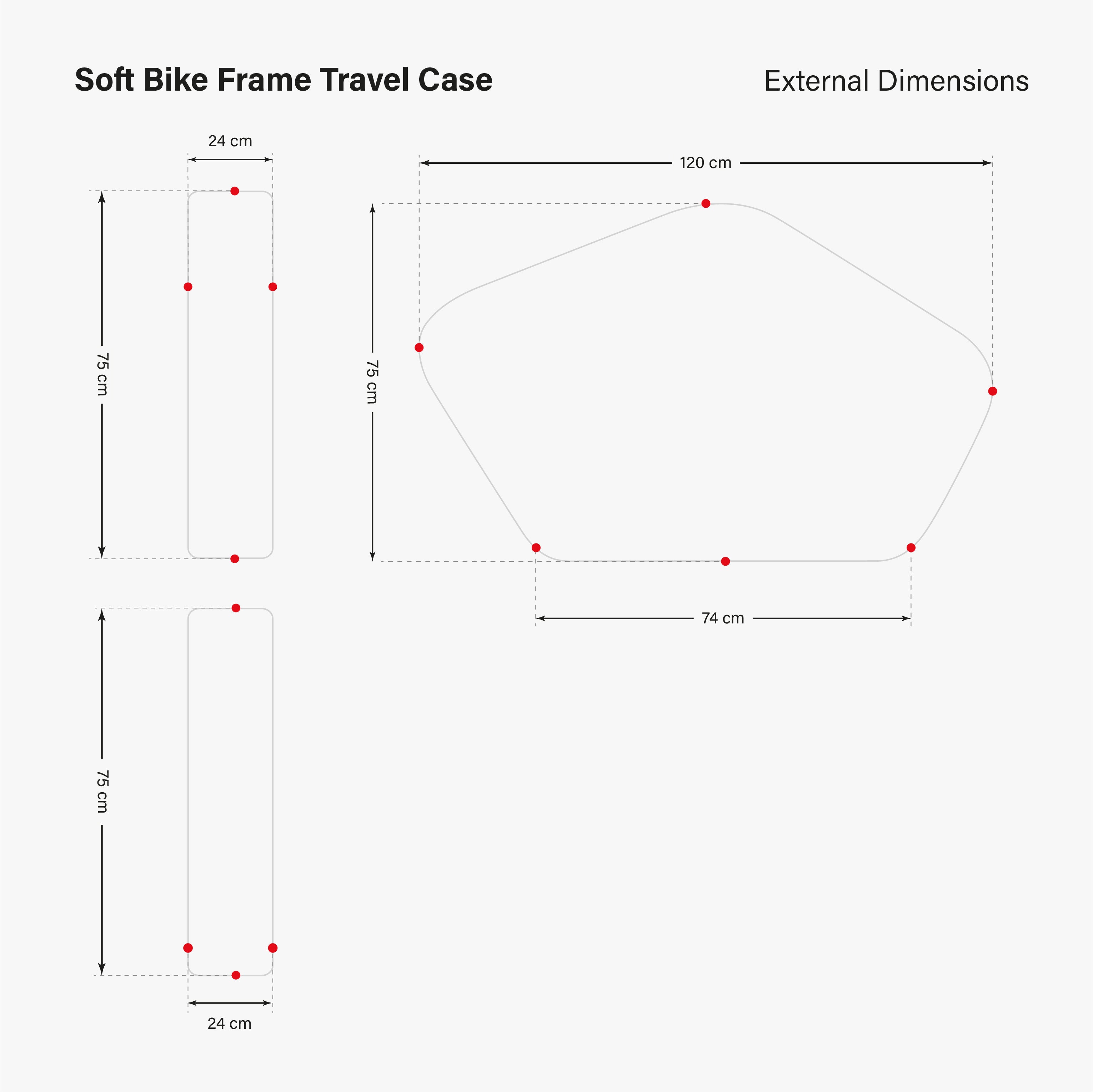 Soft Bike Travel Case External Dimensions